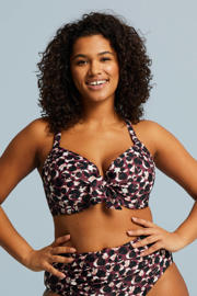 thumbnail: BEACHWAVE Curve voorgevormde beugel bikinitop donkerroze/zwart/wit