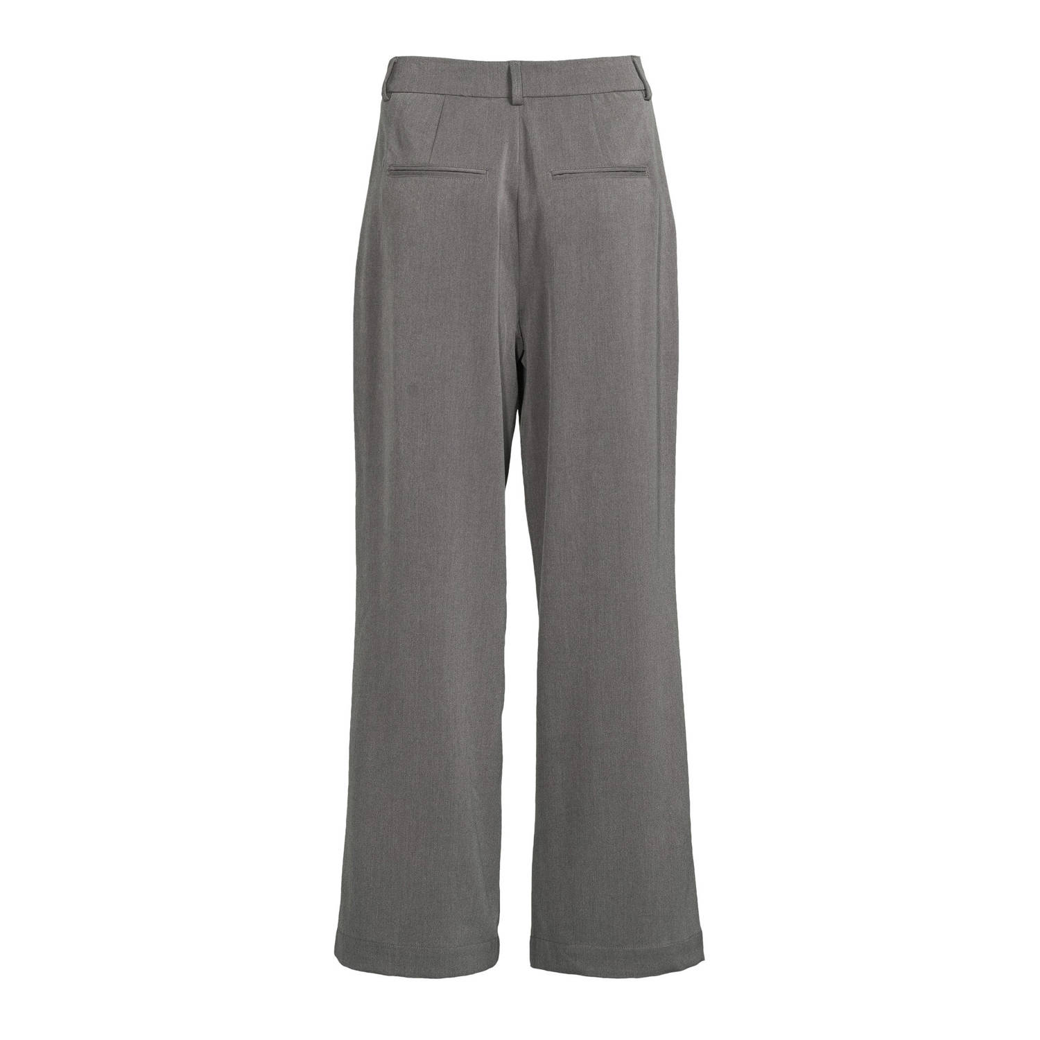 MSCH Copenhagen high waist wide leg pantalon MSCHHenrika van polyester grijs