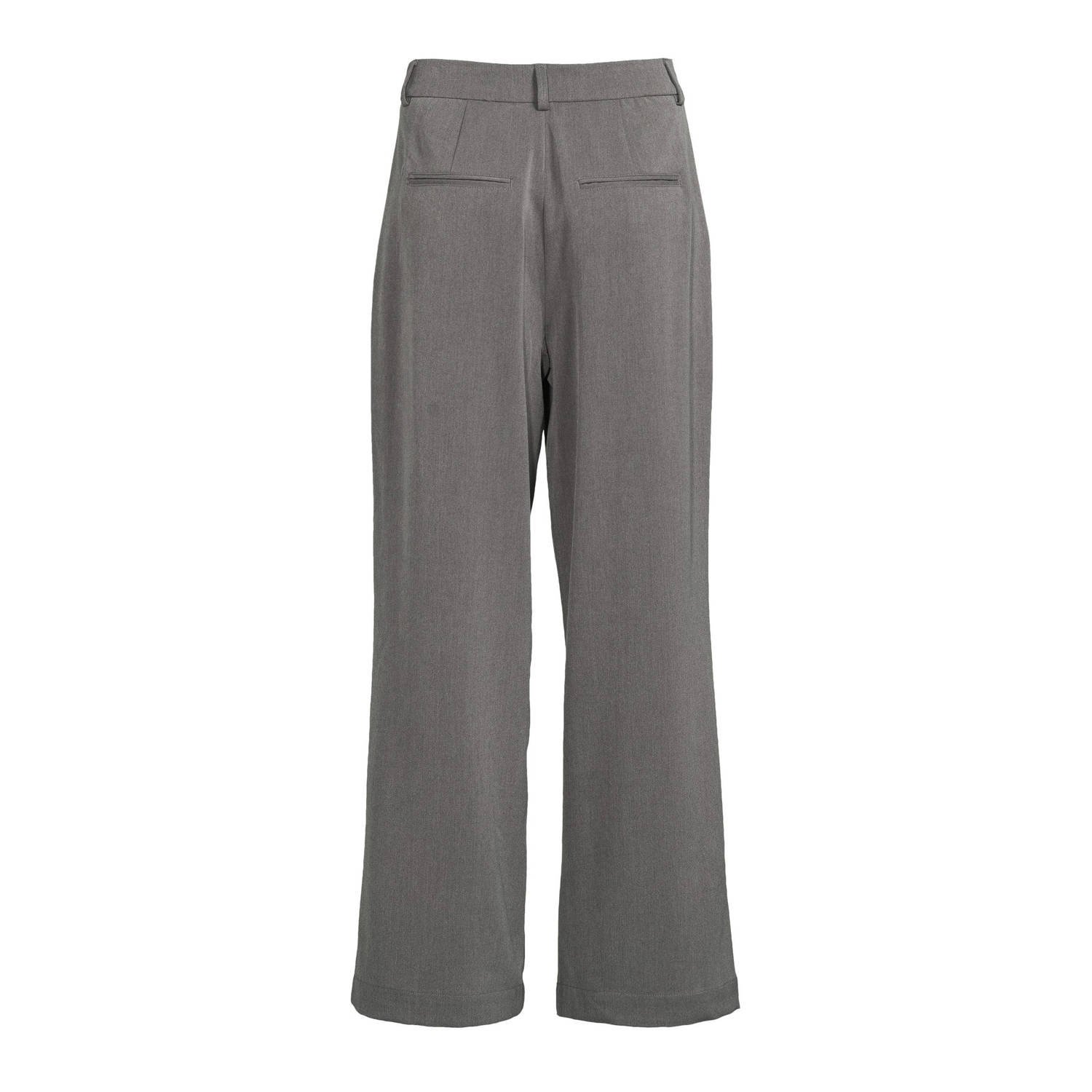 MSCH Copenhagen high waist wide leg pantalon MSCHHenrika van gerecycled polyester grijs