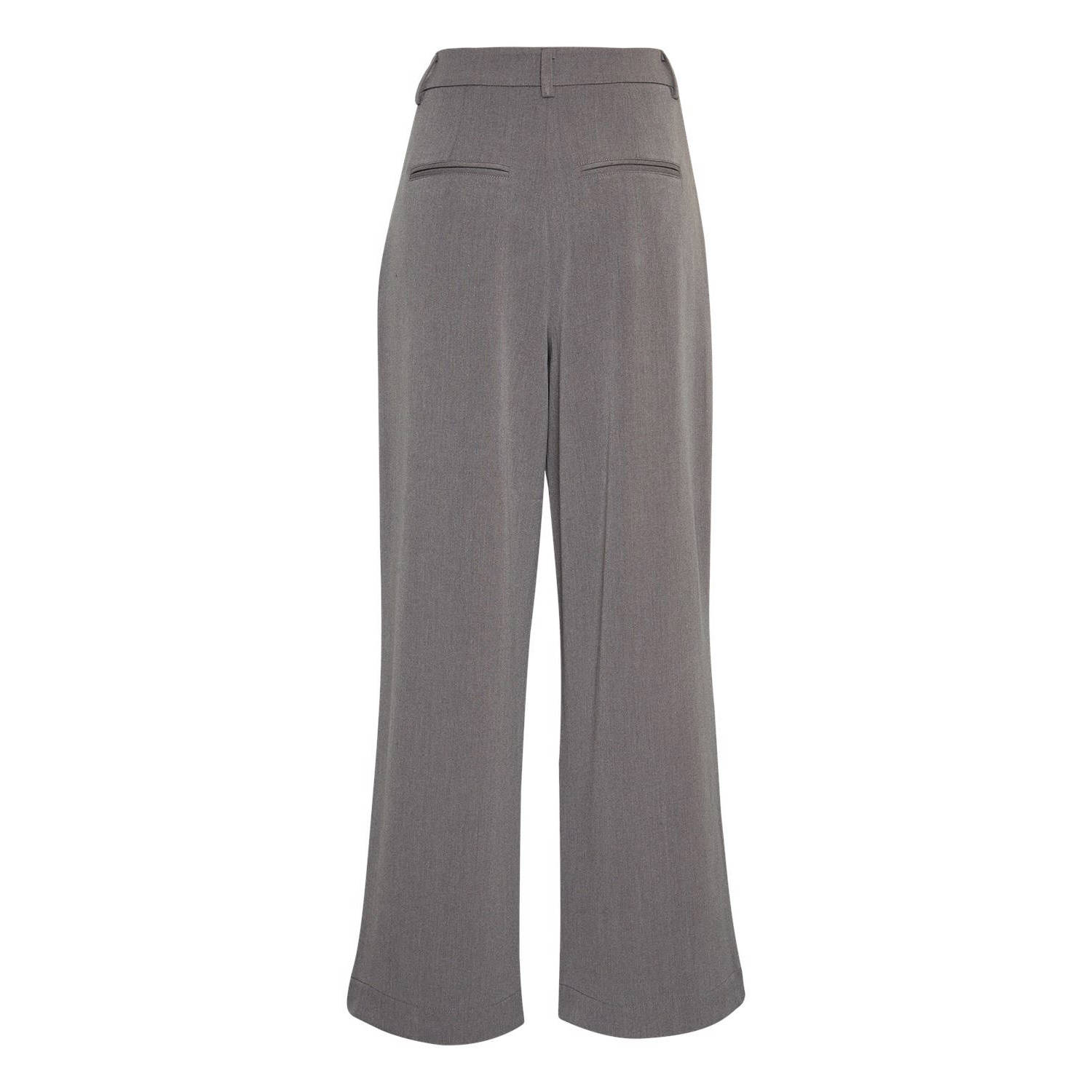 MSCH Copenhagen high waist wide leg pantalon MSCHHenrika van polyester grijs
