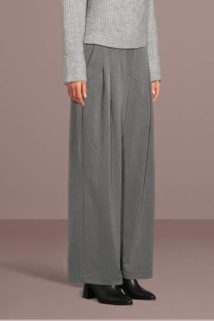 high waist straight fit pantalon van gerecycled polyester grijs