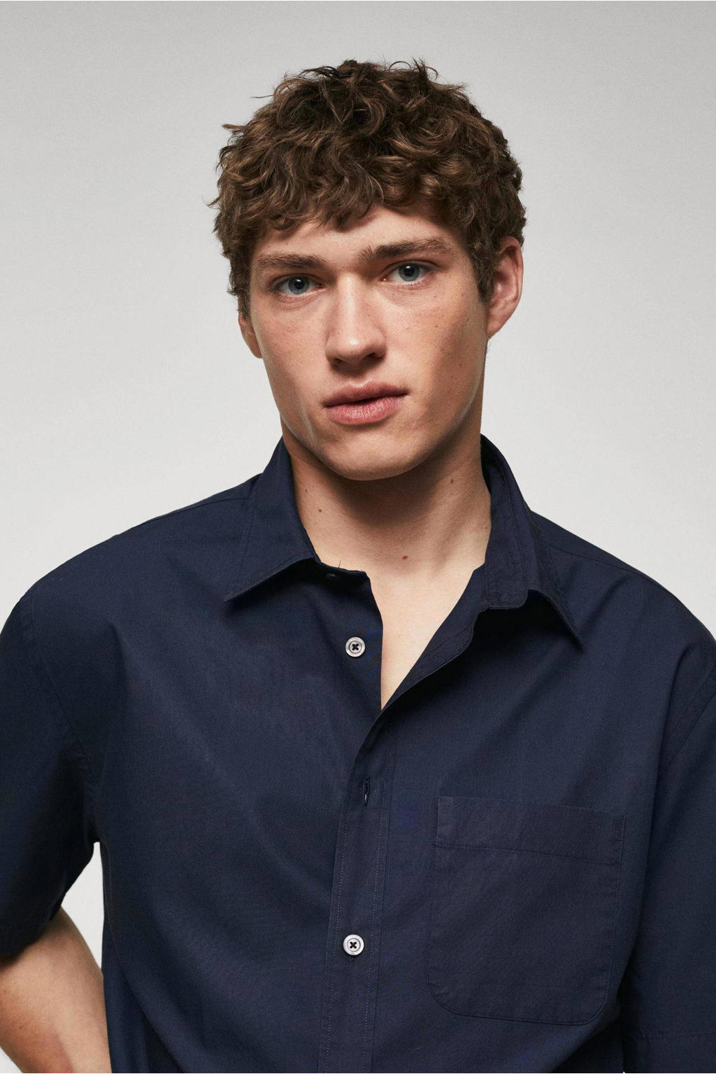 Mango Man regular fit overhemd donkerblauw wehkamp