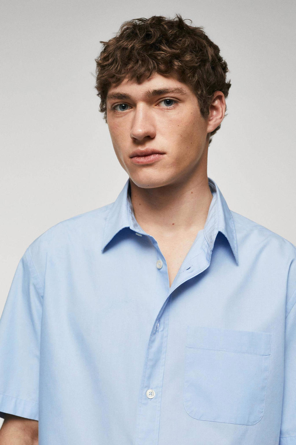 Mango Man regular fit overhemd lichtblauw wehkamp
