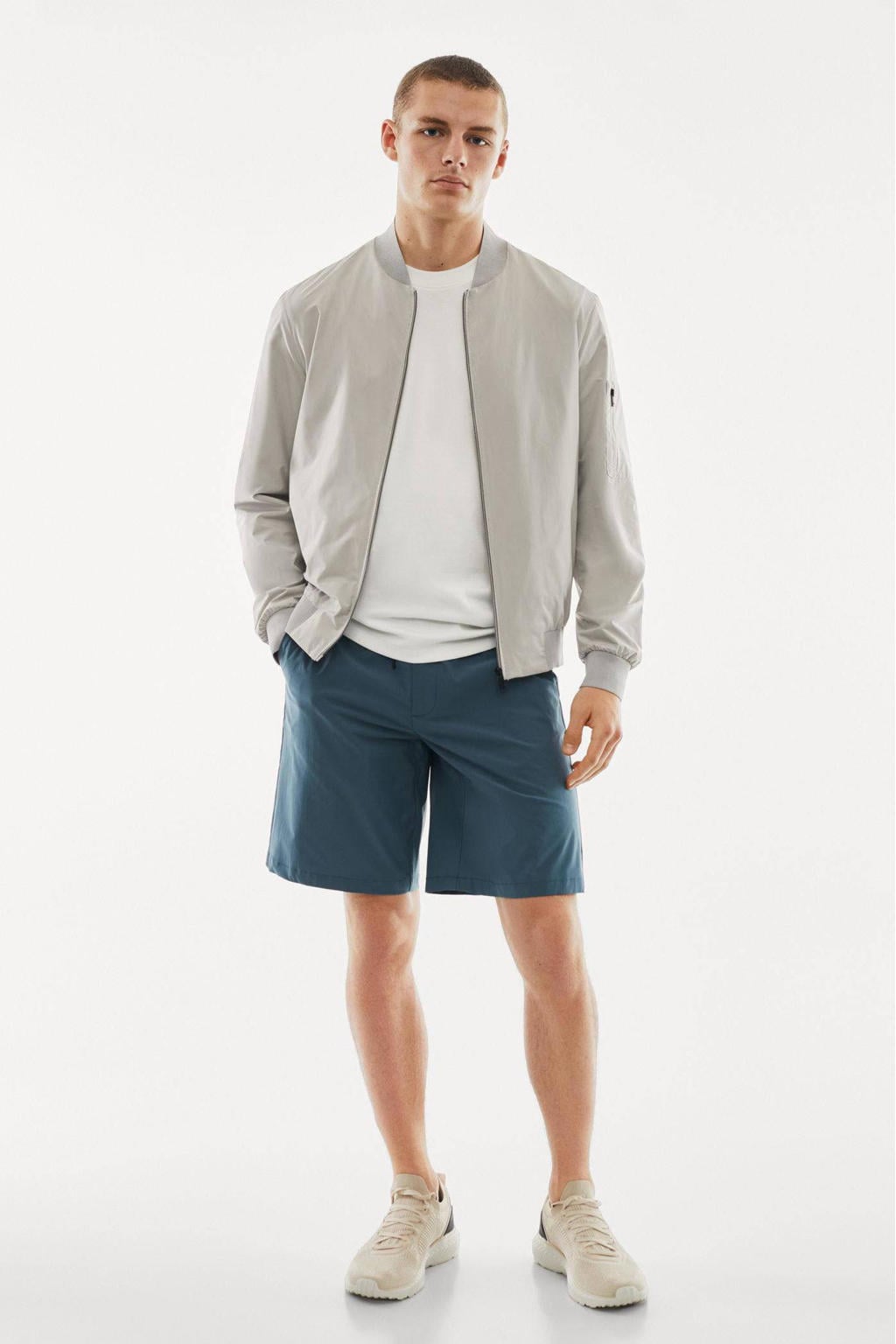 Mango Man bomberjack zomer van polyester grijs