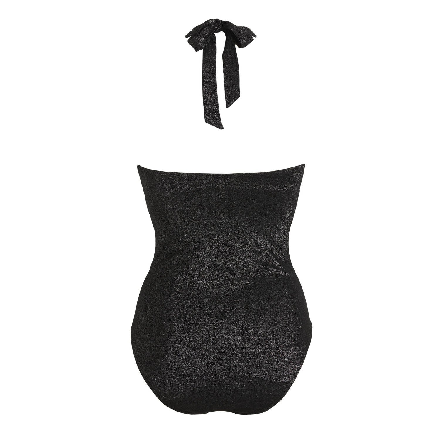BEACHWAVE corrigerend halter badpak met lurex zwart