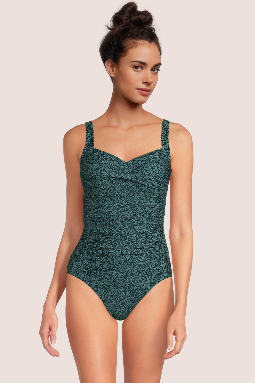 BEACHWAVE corrigerend badpak groen/zwart