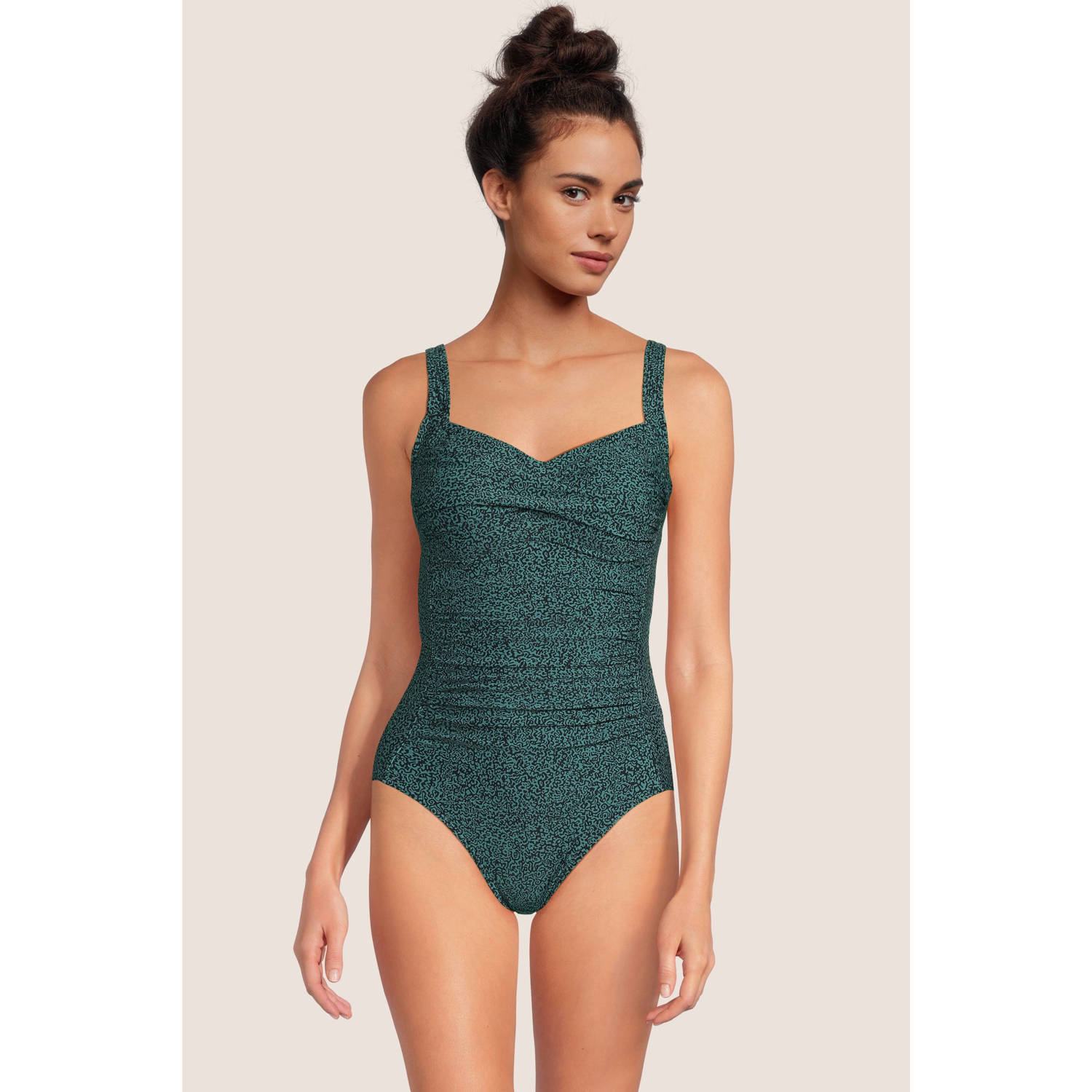 BEACHWAVE corrigerend badpak groen zwart