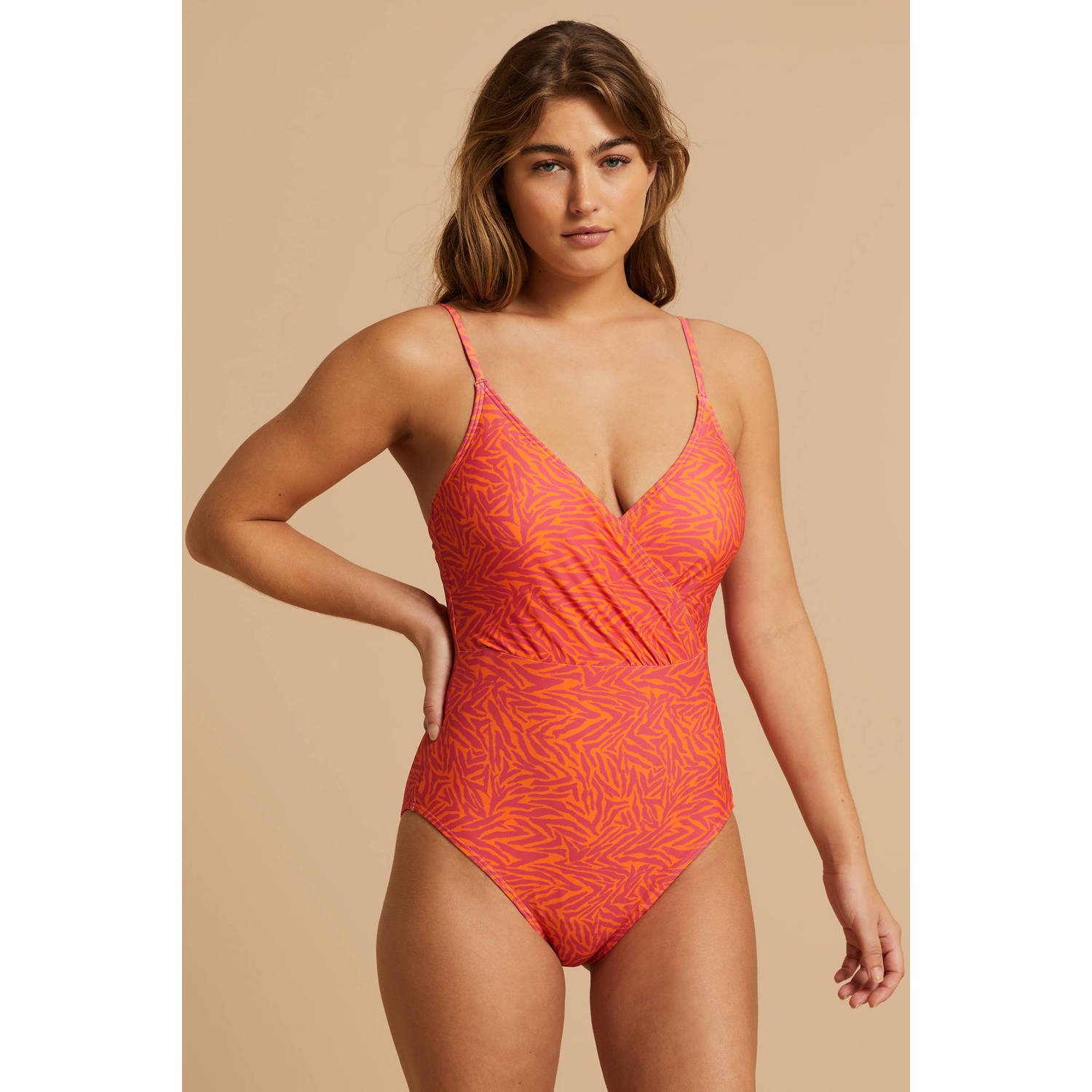 BEACHWAVE corrigerend badpak oranje roze