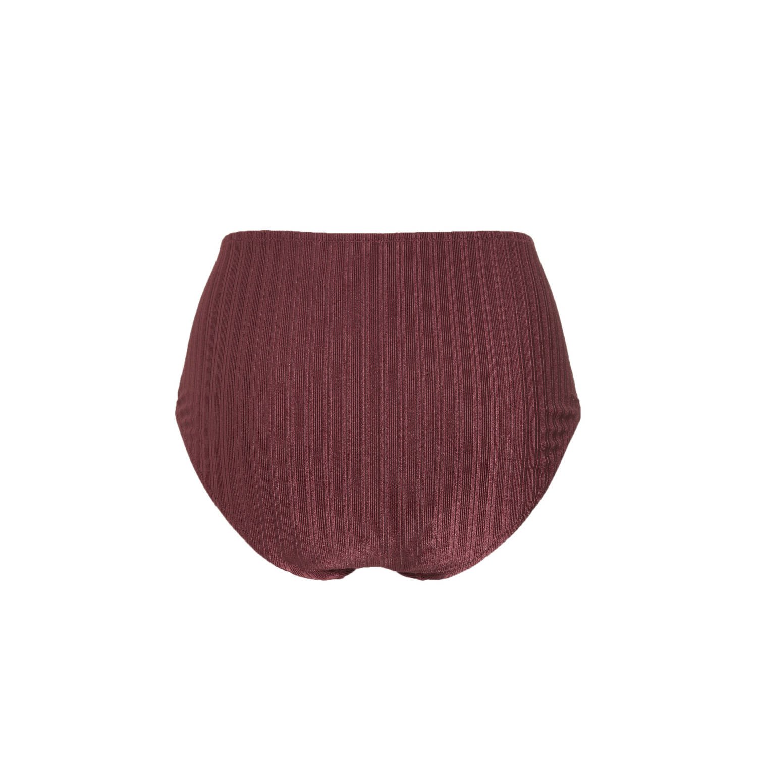 BEACHWAVE Curve high waist bikinibroekje met ribstructuur donkerrood