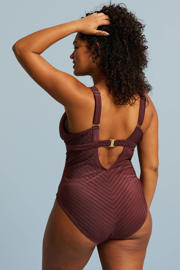 thumbnail: BEACHWAVE Curve corrigerend badpak met ribstructuur donkerrood