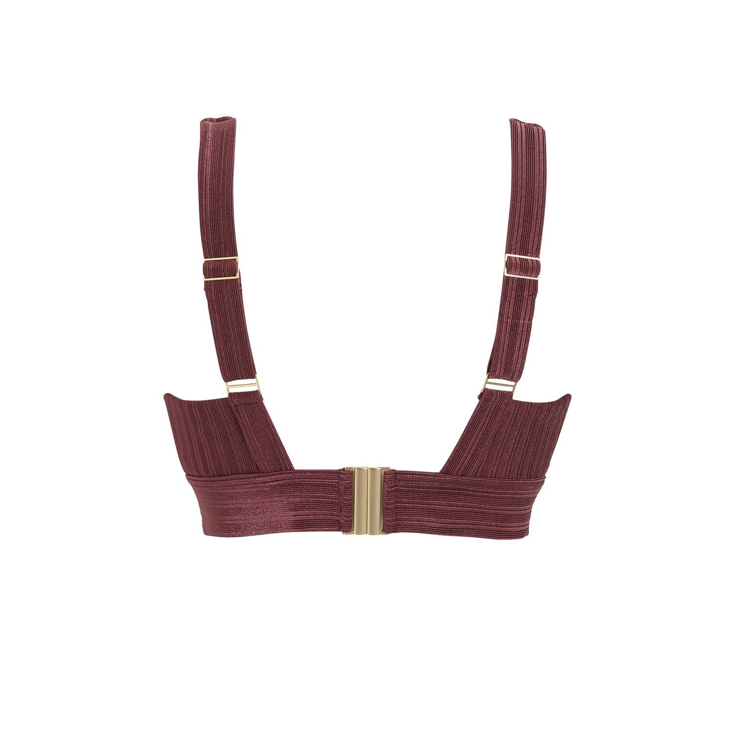 BEACHWAVE Curve voorgevormde bikinitop met ribstructuur donkerrood