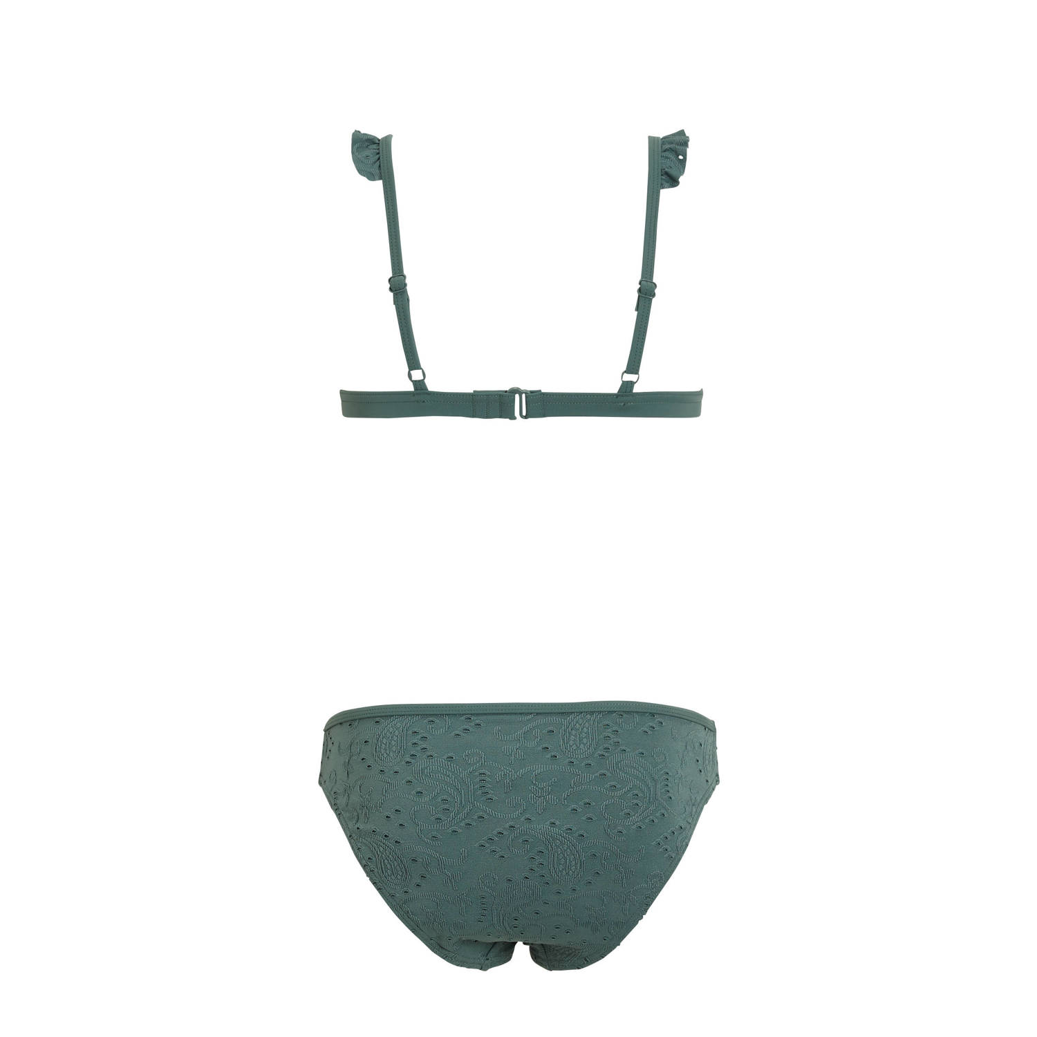BEACHWAVE broderie anglaise bikini met ruches groen