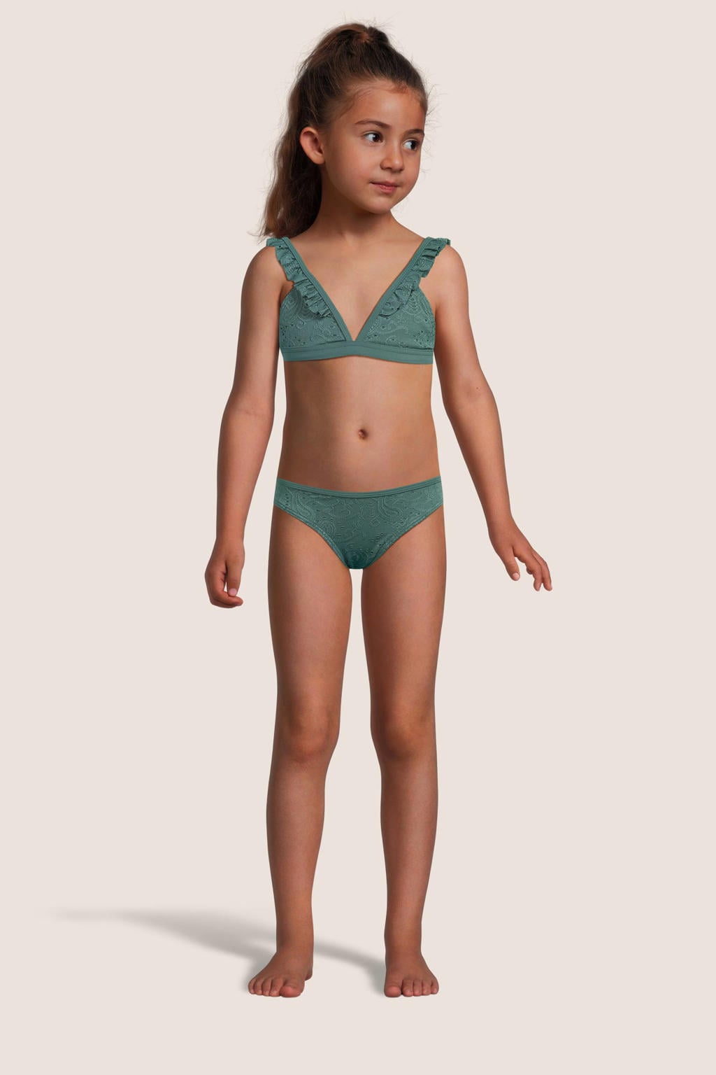 BEACHWAVE broderie anglaise bikini met ruches groen