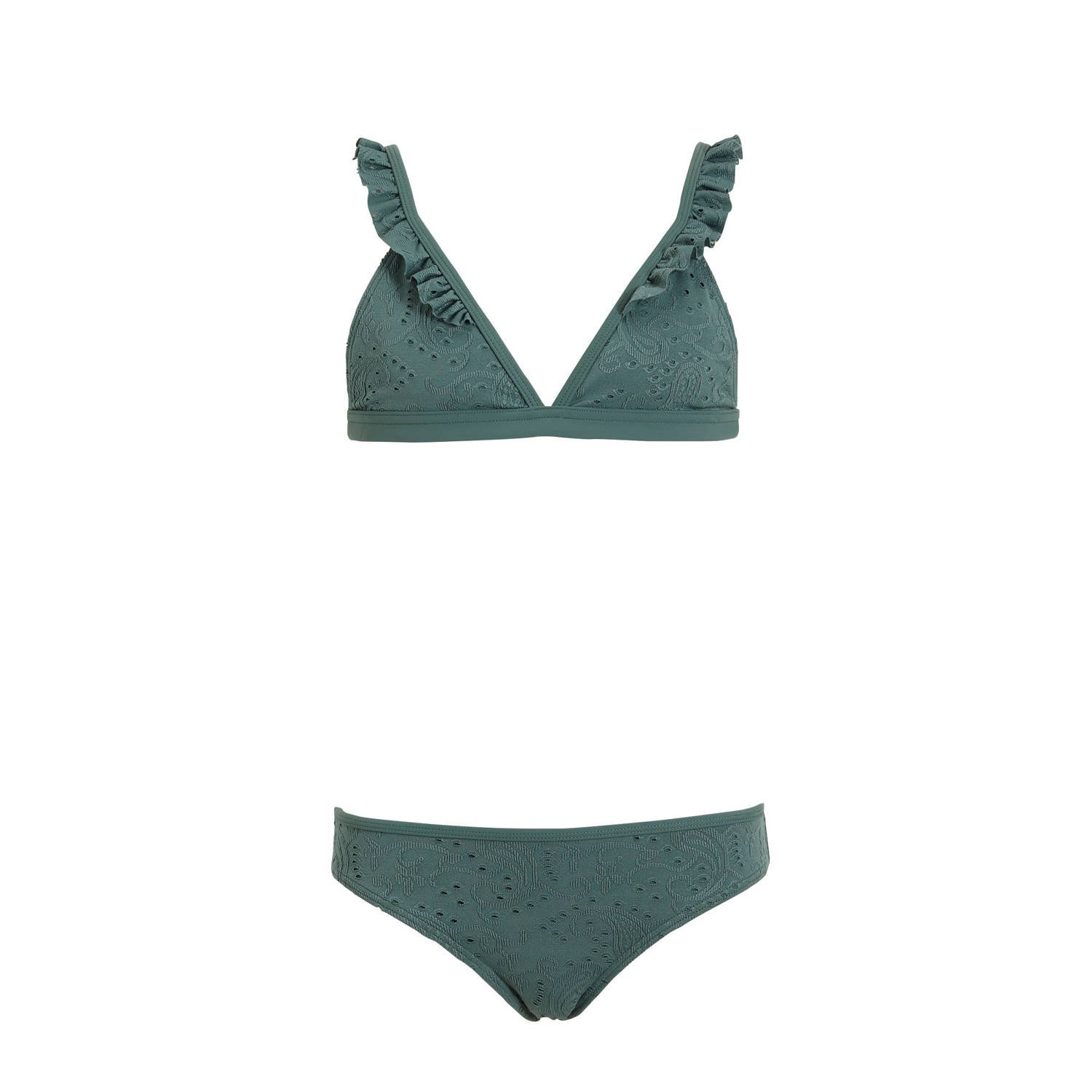 BEACHWAVE broderie anglaise bikini met ruches groen