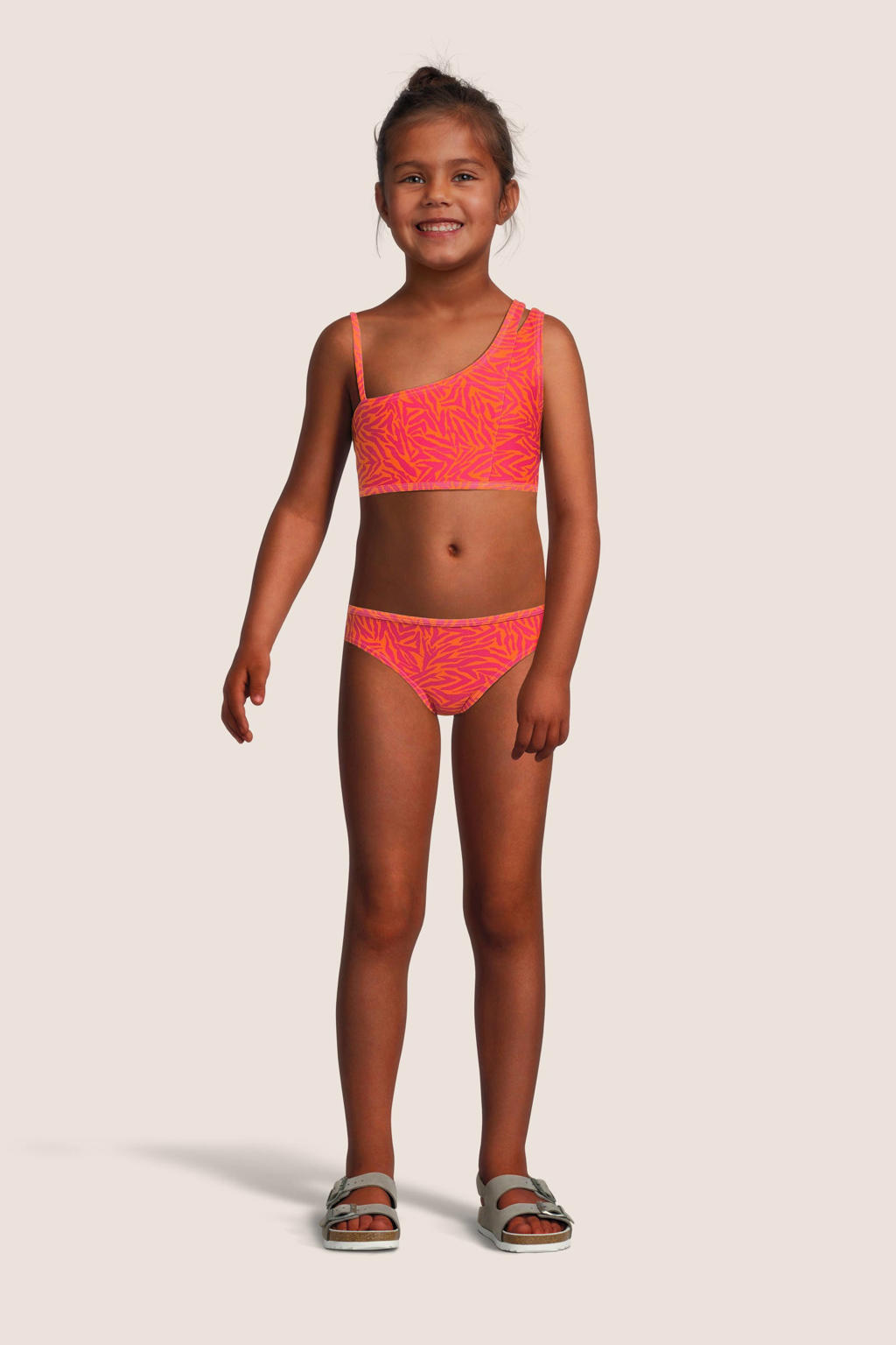 BEACHWAVE one shoulder bikini oranje/roze