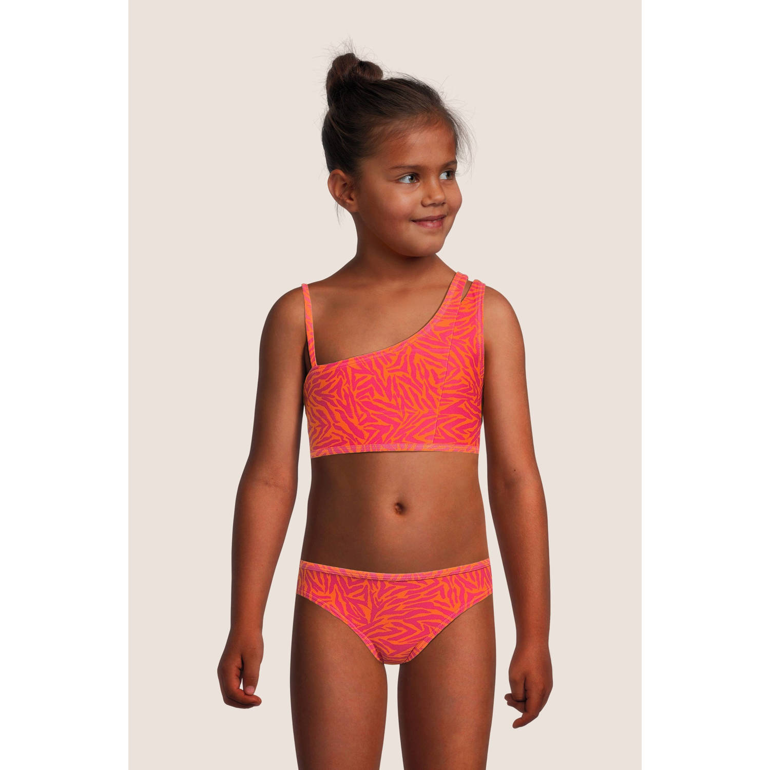BEACHWAVE one shoulder bikini oranje roze