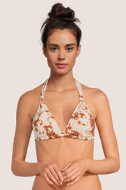 thumbnail: BEACHWAVE voorgevormde tie-dye triangel bikinitop ecru/bruin