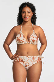 thumbnail: BEACHWAVE voorgevormde tie-dye triangel bikinitop ecru/bruin