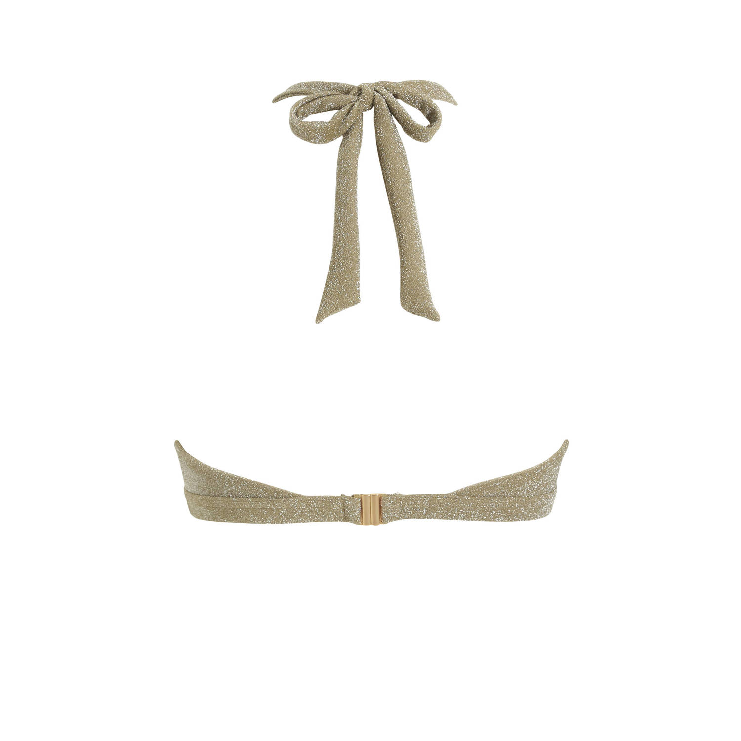 BEACHWAVE voorgevormde halter bikinitop met lurex goud