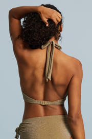 thumbnail: BEACHWAVE voorgevormde halter bikinitop met lurex goud