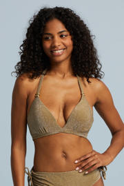 thumbnail: BEACHWAVE voorgevormde halter bikinitop met lurex goud