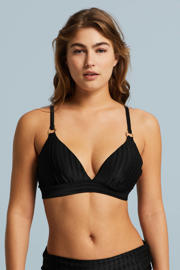 thumbnail: BEACHWAVE voorgevormde beugel bikinitop met ribstructuur zwart