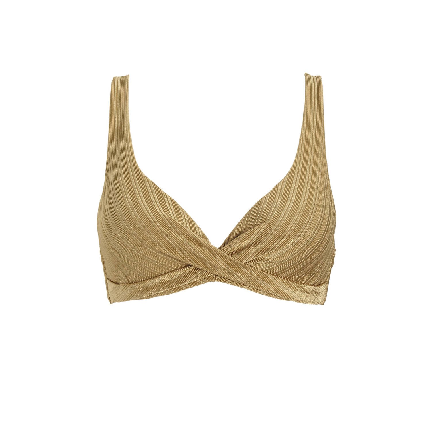 BEACHWAVE voorgevormde push-up bikinitop met ribstructuur goud