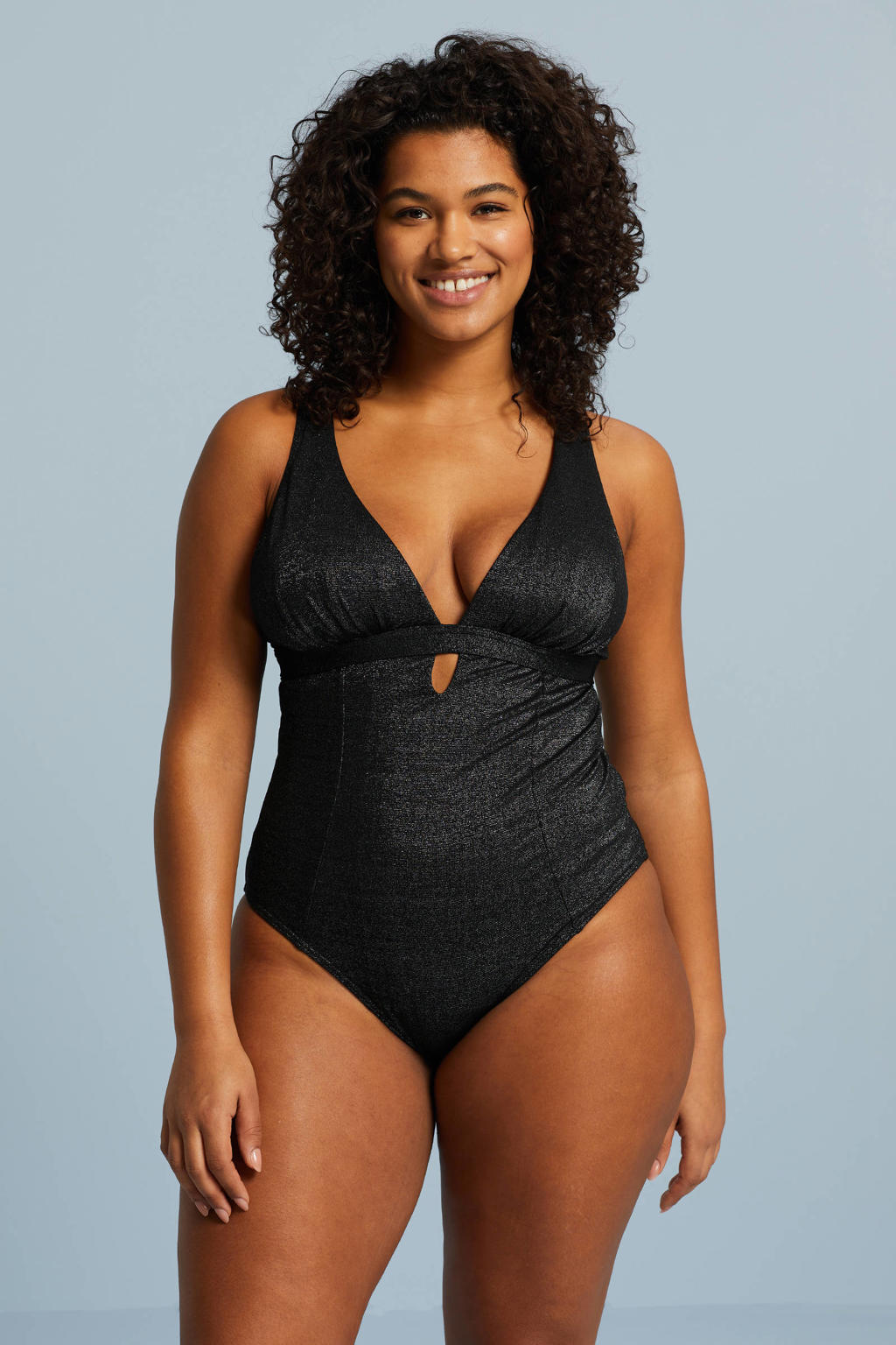 BEACHWAVE Curve corrigerend badpak met lurex zwart