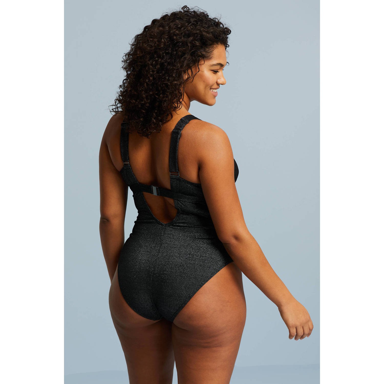 BEACHWAVE Curve corrigerend badpak met lurex zwart