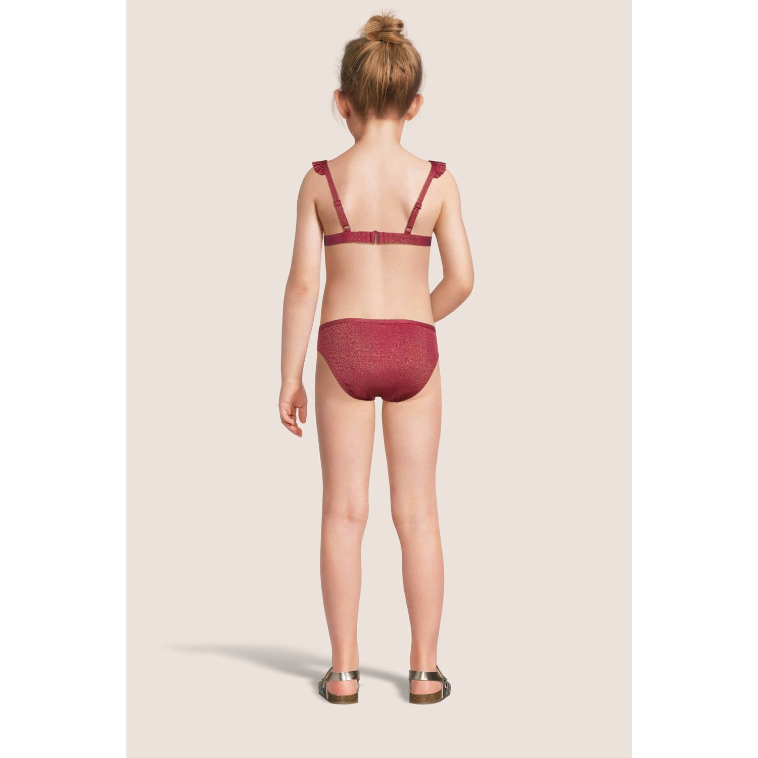 BEACHWAVE bikini met ruches en lurex roze