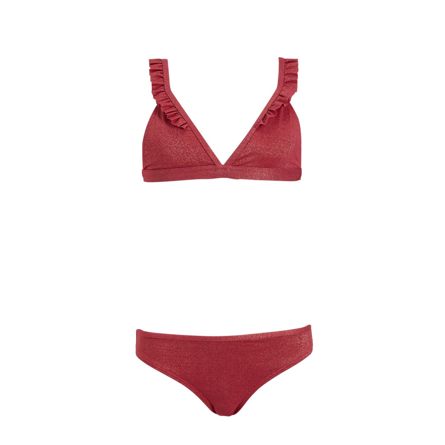 BEACHWAVE bikini met ruches en lurex roze