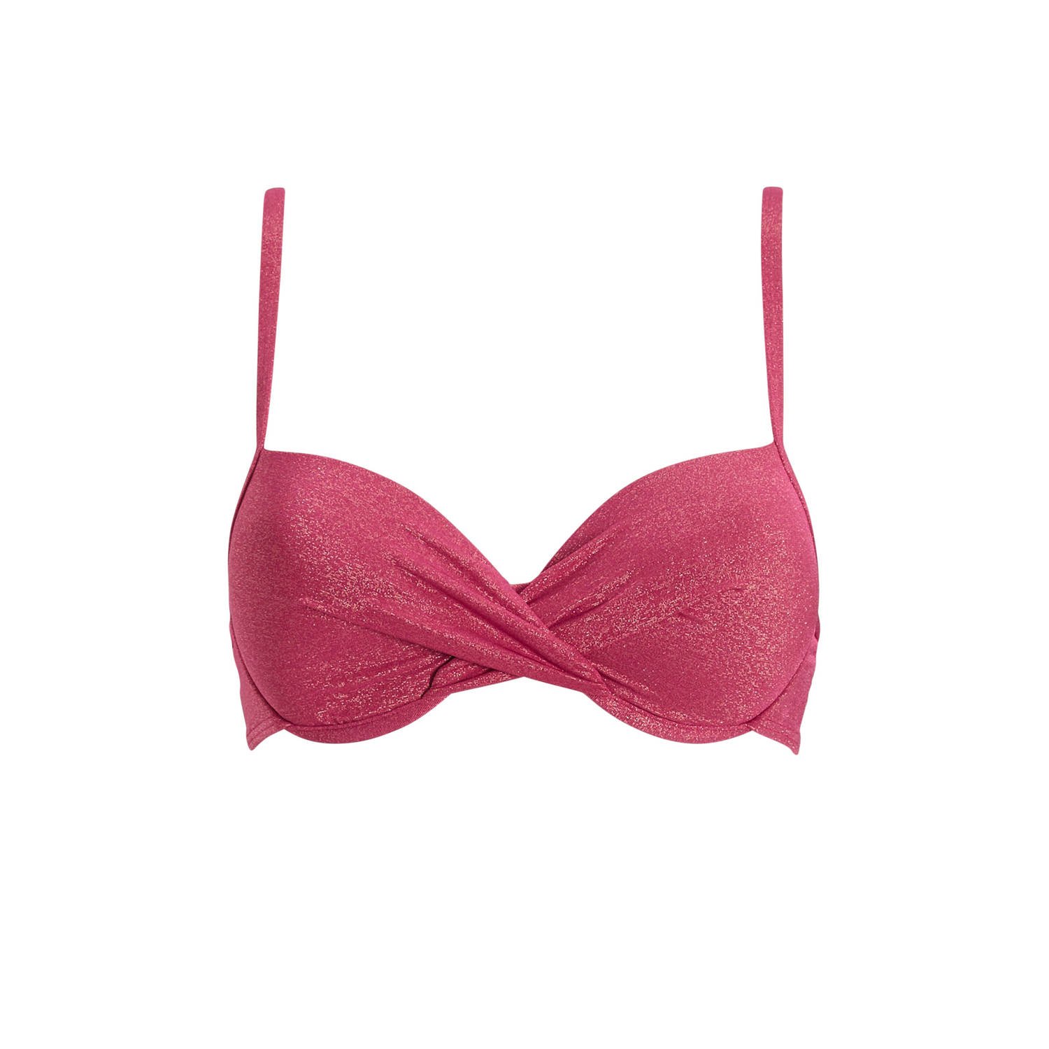 BEACHWAVE voorgevormde beugel bikinitop met lurex roze