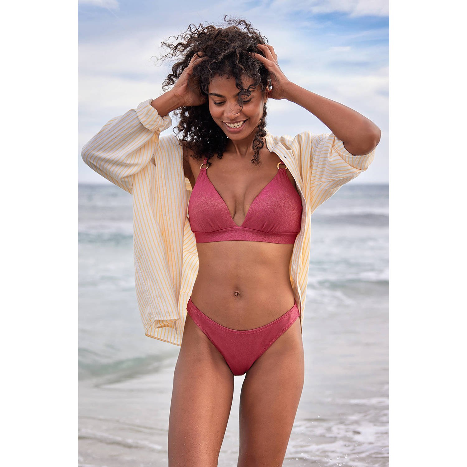 BEACHWAVE bikinibroekje met lurex roze