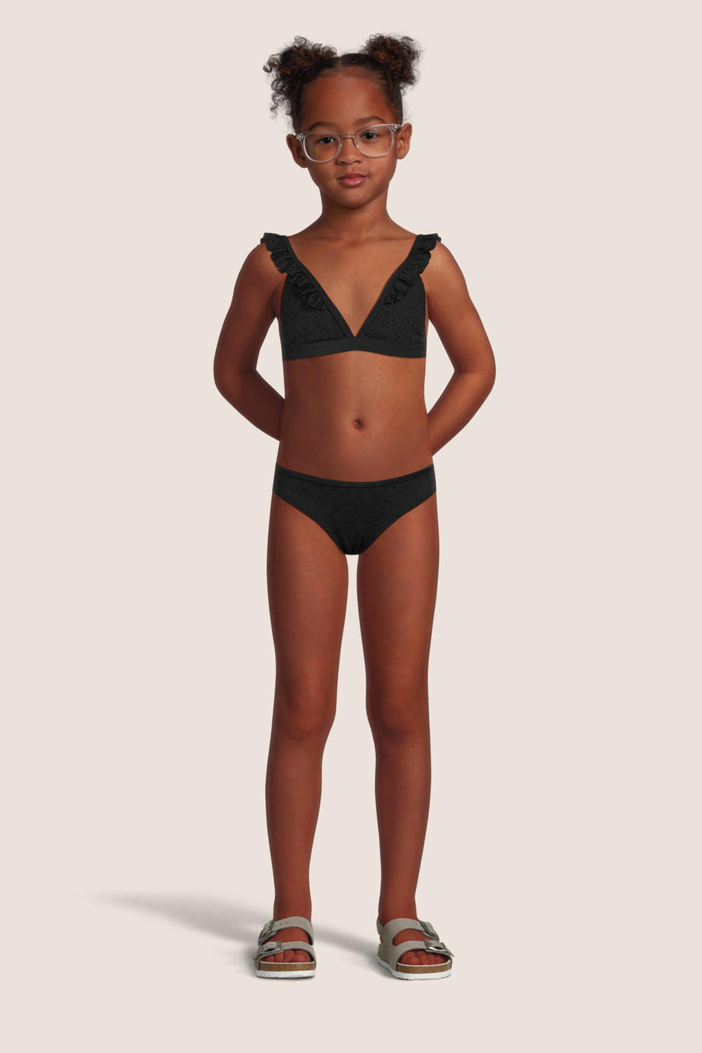 BEACHWAVE broderie anglaise bikini met ruches zwart
