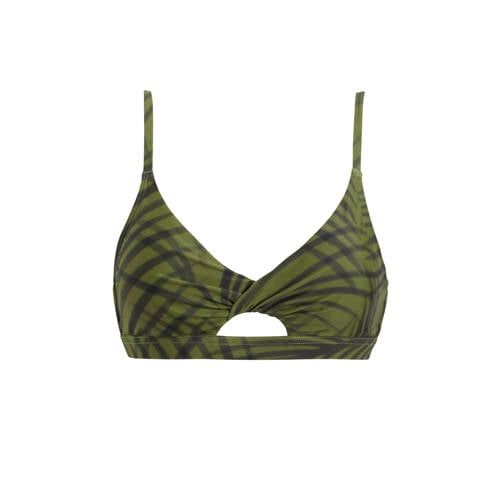 BEACHWAVE voorgevormde crop bikinitop groen/zwart