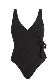 thumbnail: BEACHWAVE broderie anglaise corrigerend badpak met overslag zwart