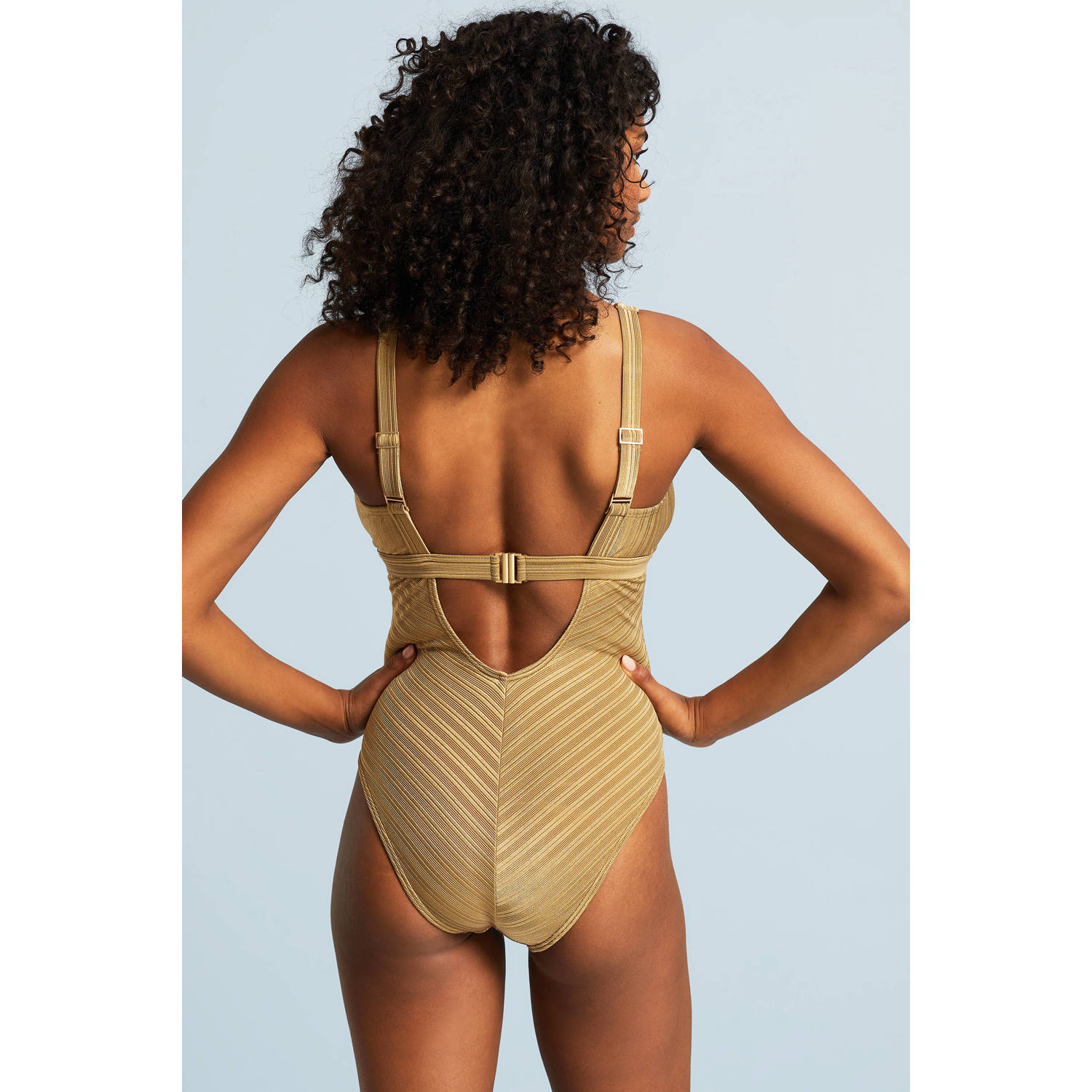 BEACHWAVE corrigerend badpak met ribstructuur goud