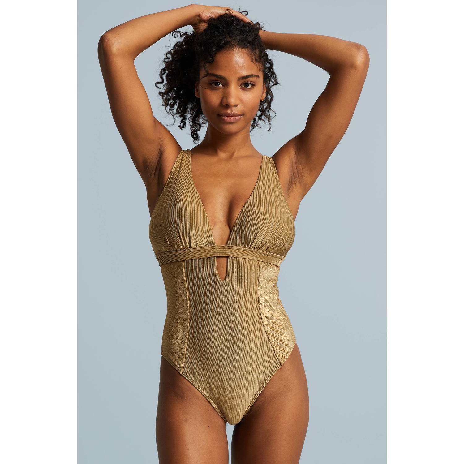 BEACHWAVE corrigerend badpak met ribstructuur goud