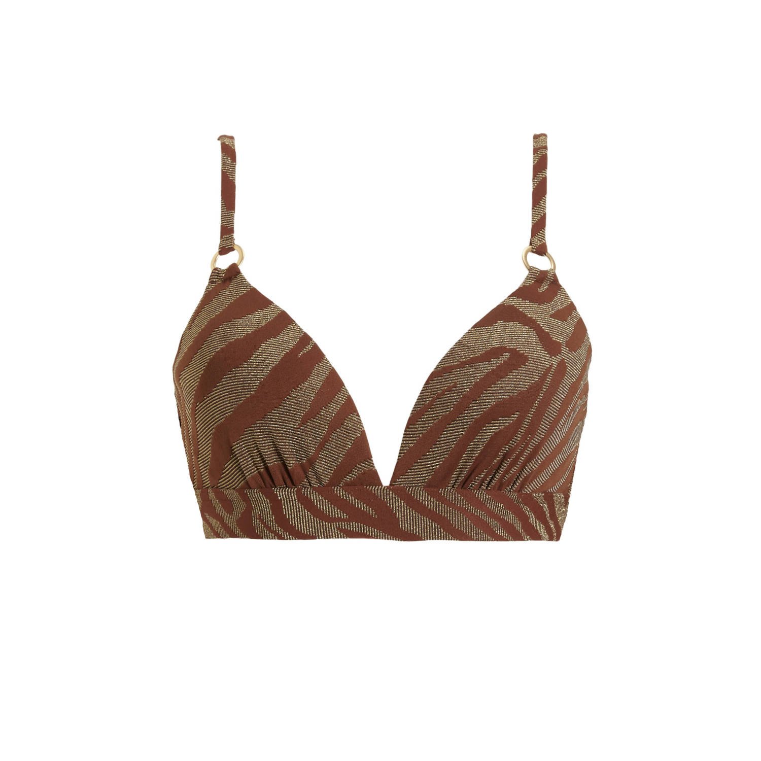 BEACHWAVE voorgevormde beugel bikinitop met lurex bruin goud