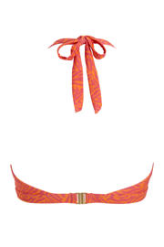 thumbnail: BEACHWAVE voorgevormde halter bikinitop oranje/roze
