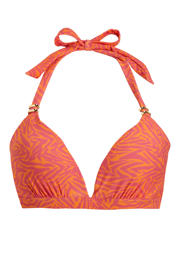thumbnail: BEACHWAVE voorgevormde halter bikinitop oranje/roze
