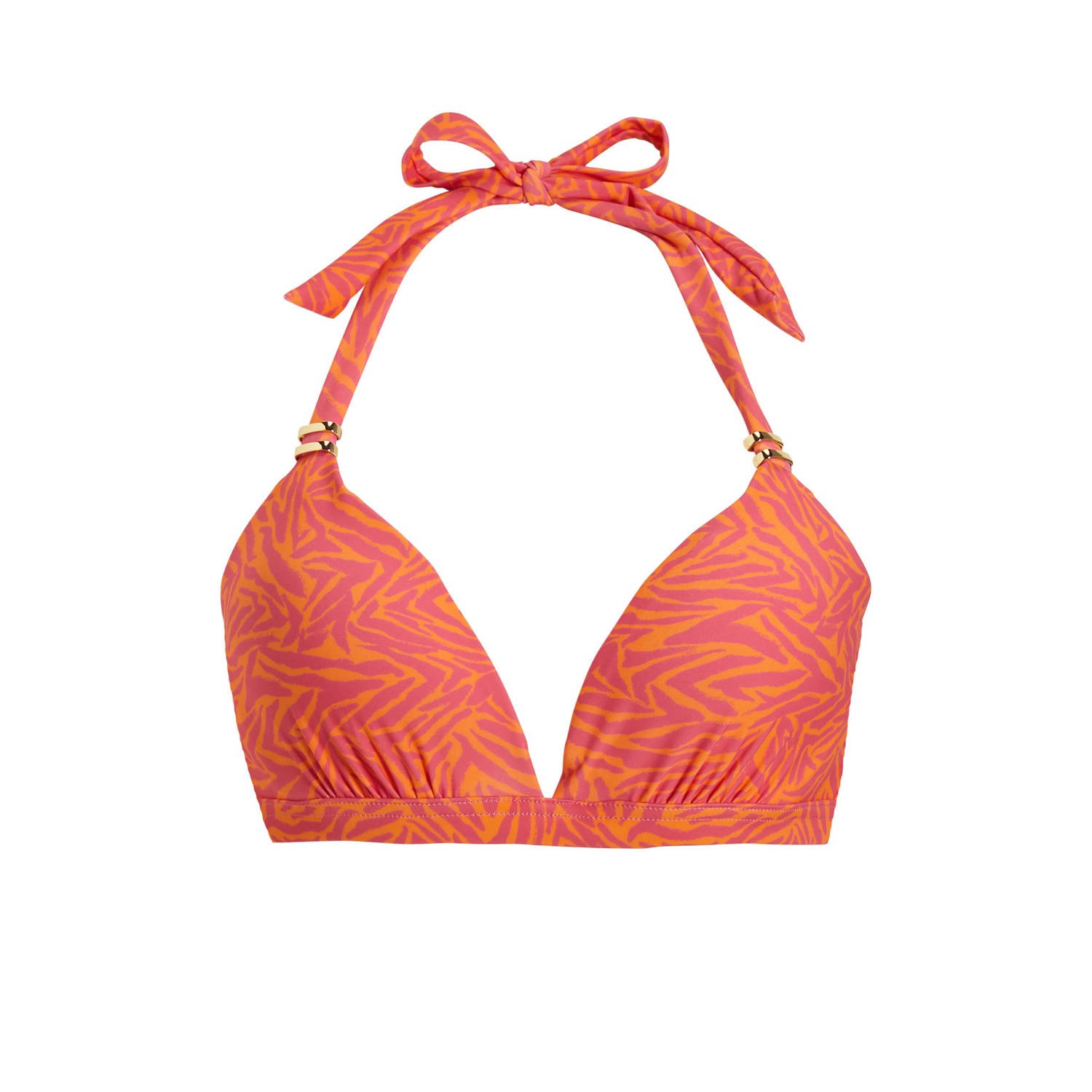 BEACHWAVE voorgevormde halter bikinitop oranje roze