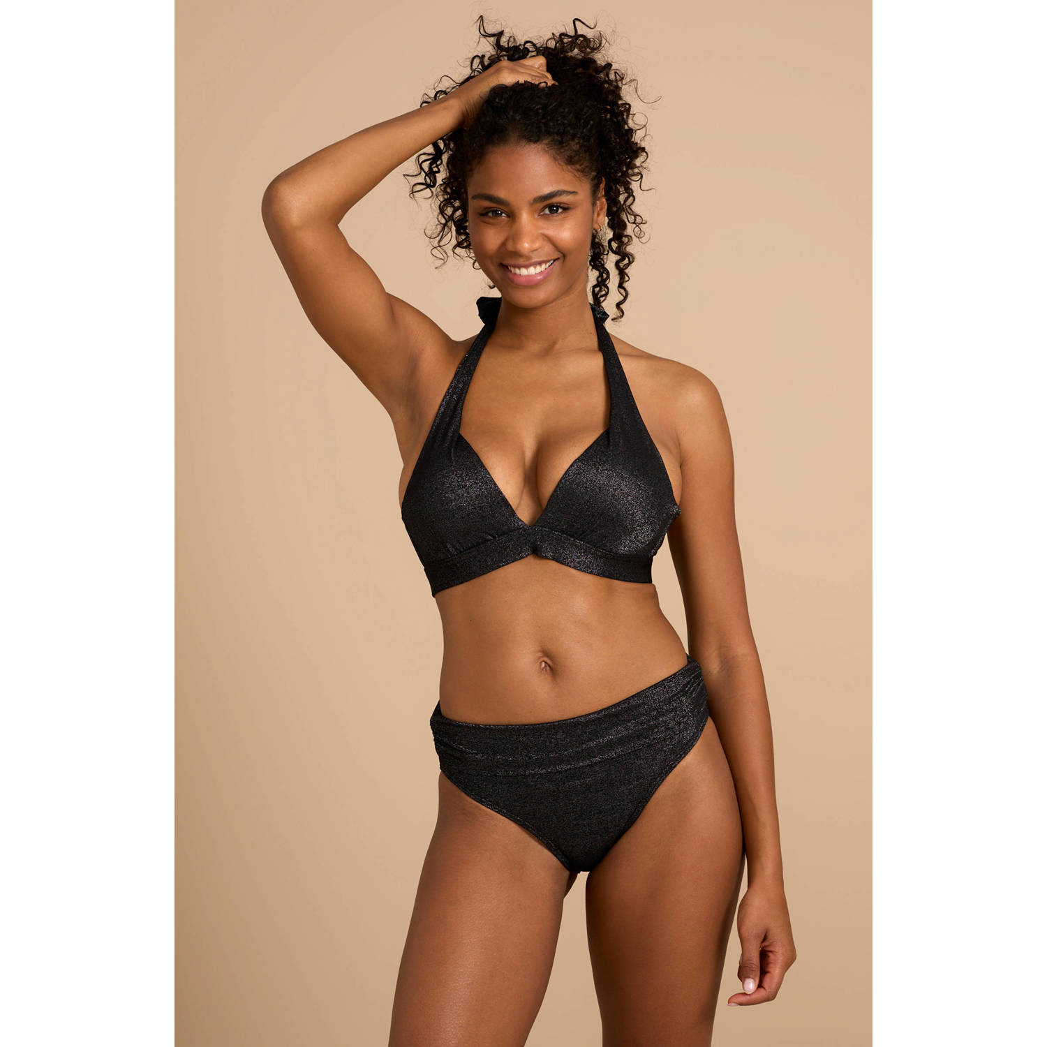 BEACHWAVE omslag bikinibroekje met lurex zwart