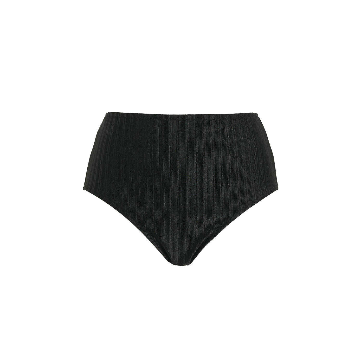 BEACHWAVE Curve high waist bikinibroekje met ribstructuur zwart