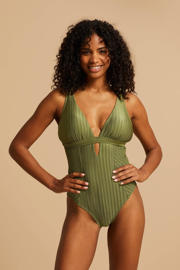 thumbnail: BEACHWAVE corrigerend badpak met ribstructuur groen