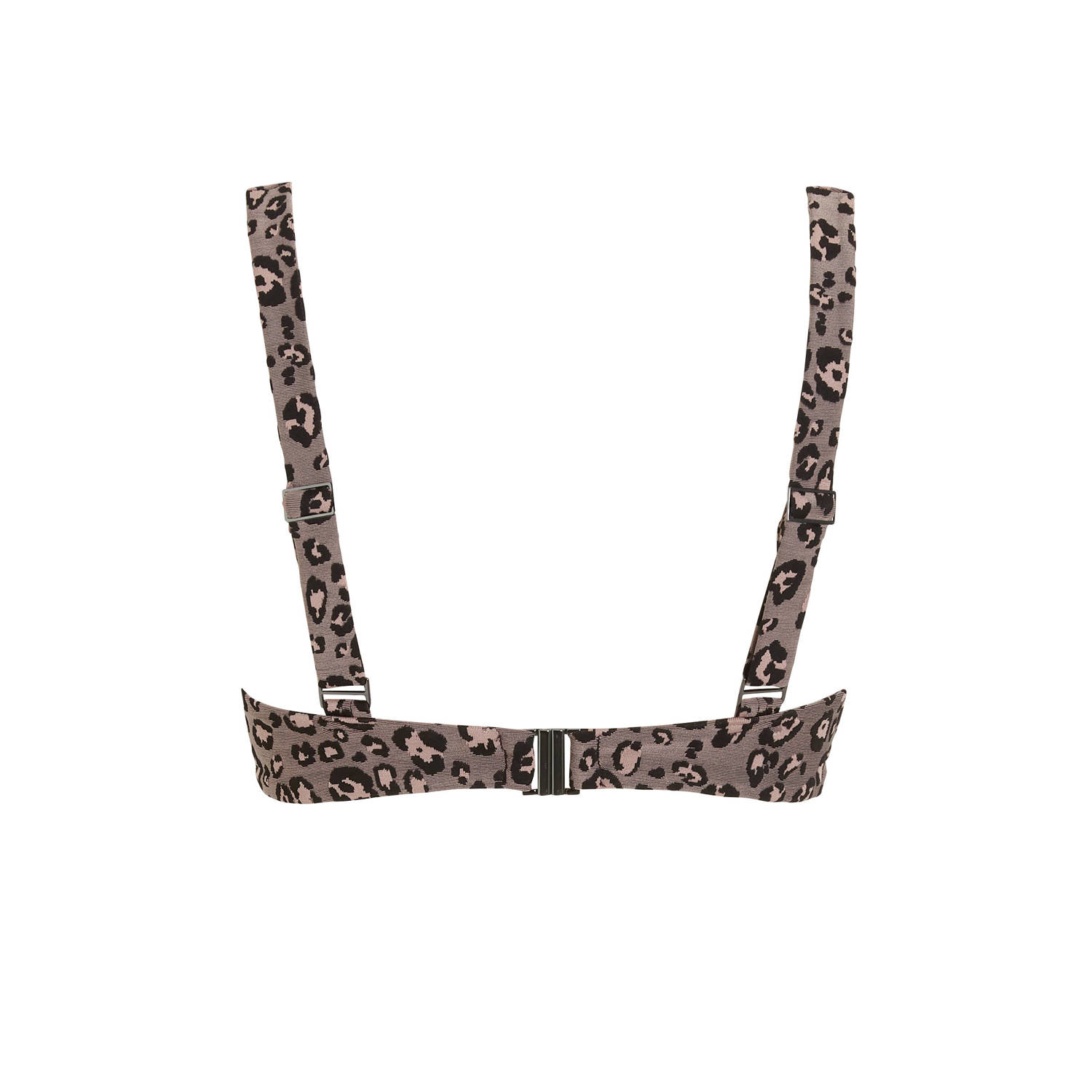 BEACHWAVE voorgevormde push-up bikinitop taupe roze zwart