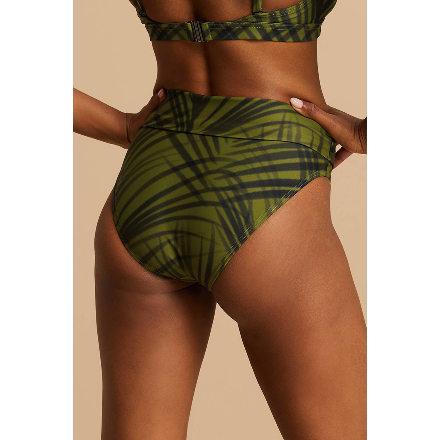 BEACHWAVE omslag bikinibroekje groen zwart