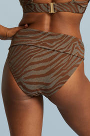 thumbnail: BEACHWAVE omslag bikinibroekje met lurex bruin/goud
