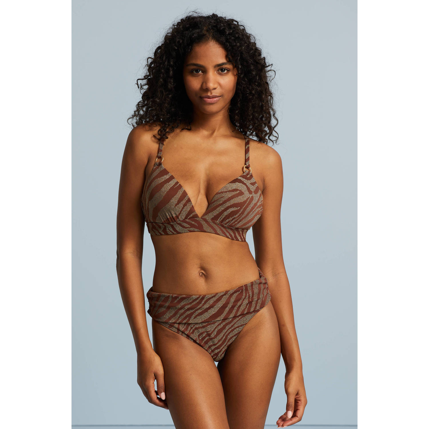 BEACHWAVE omslag bikinibroekje met lurex bruin goud