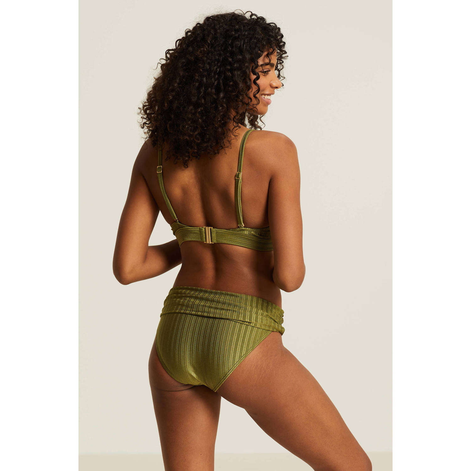 BEACHWAVE omslag bikinibroekje met ribstructuur groen